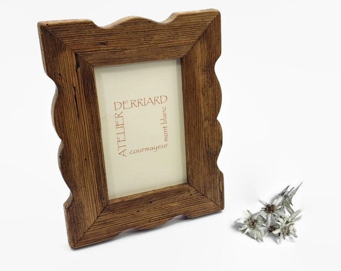 shaped photo frame in old wood, for table or wall