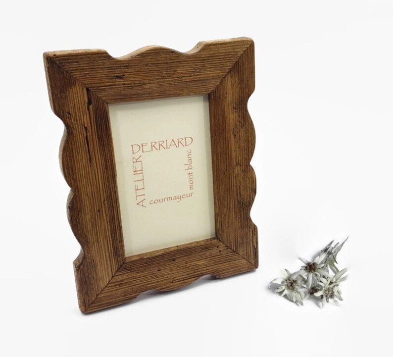 shaped photo frame in old wood, for table or wall image 1