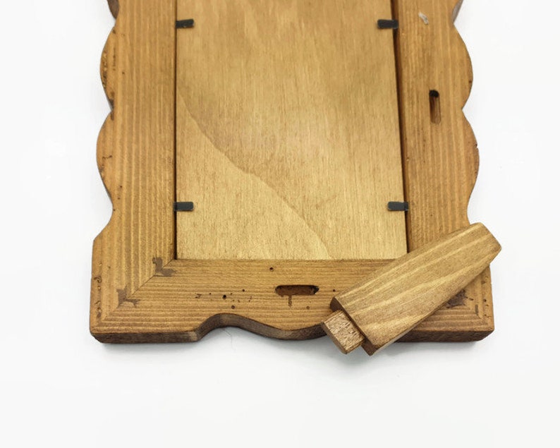 shaped photo frame in old wood, for table or wall image 10