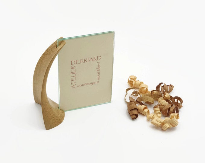 Modern table photo frame in solid wood and glass