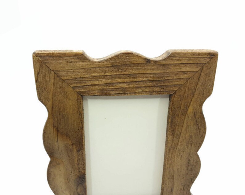 shaped photo frame in old wood, for table or wall image 2