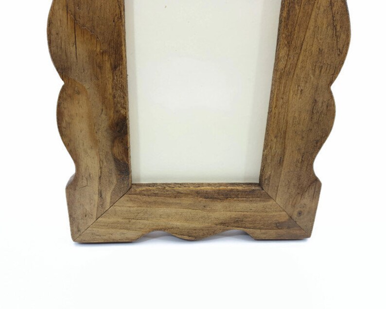 shaped photo frame in old wood, for table or wall image 3