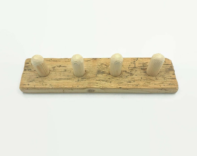 rustic wall coat rack, made of reclaimed old wood
