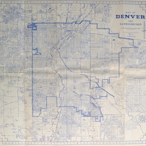 Karte von Denver und Umgebung (um 1950)