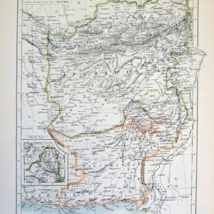 Afghanistan und Belutschistan – originale antike Karte (1906)