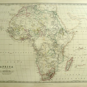 Afrique - carte ancienne originale (1881)