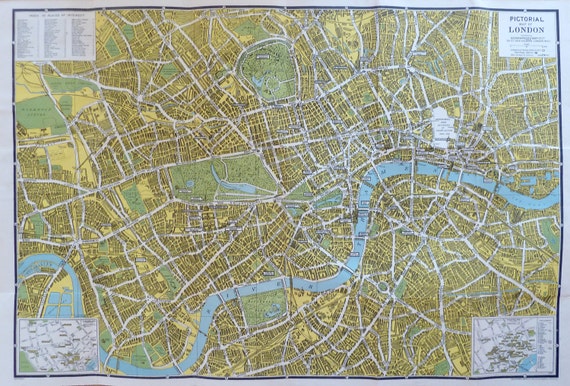 Pictorial Map Of London C 1945 Etsy