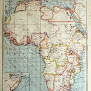 Africa: Industries & Communications - original antique map (1907)