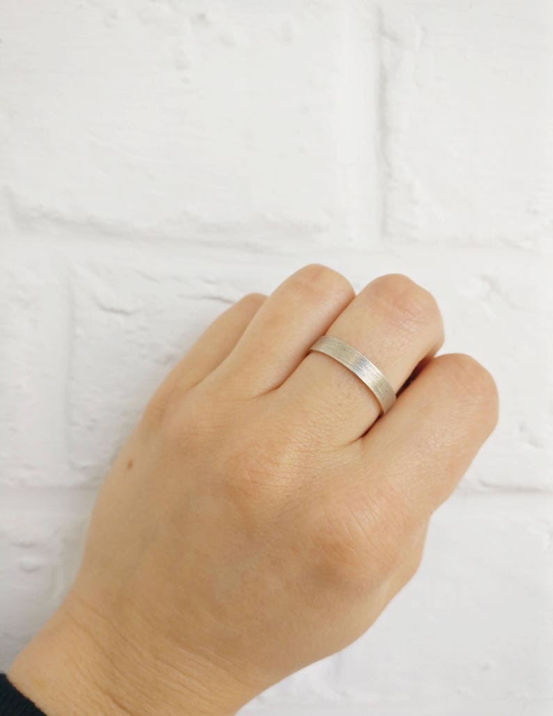 4mm Unique ring Original wedding ring for him Silver SERGE Man ring silver Matt brushed ring Handmade custom made to fit ring ring
