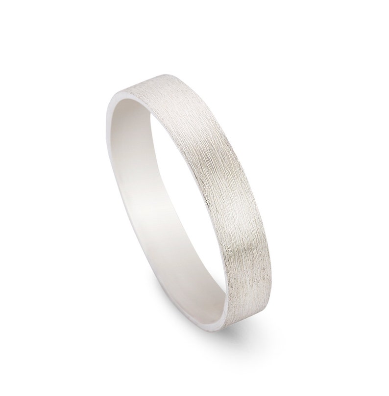 4mm Unique ring Original wedding ring for him Silver SERGE Man ring silver Matt brushed ring Handmade custom made to fit ring ring
