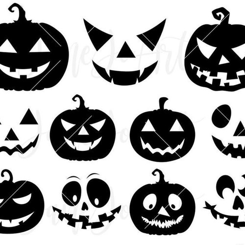 Pumpkin Face Svg Jack O Lantern Faces Cute Halloween Faces | Etsy