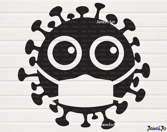 Virus SVG, Social Distancing Svg, Quarantine SVG ,Virus with mask svg Clipart Vector Disease,cutting file circuit,T-shirt Germs Cute DXF Png