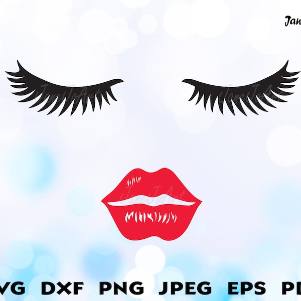 SEXY Face SVG, Lip Face Eyelashes SVG,Kiss svg shirt svg,Face Cricut files,Women svg Silhouette,Cute face svg clipart,Lips Svg,Fashion Sexy