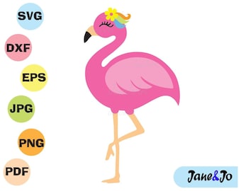 Flamingo SVG, Flamingo Clip art, Pink Flamingo Vector, Cute Summer SVG, Silhueta de Flamingo, Dxf Png EPS Pdf Jpg arquivos circut cut files,