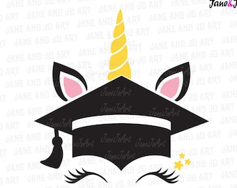 Graduation Unicorn SVG, Unicorn svg, Unicorn eyelashes, Cut File for Cricut, Instant Download,Silhouette, Magical unicorn svg,Cricut Clipart