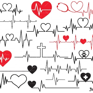 Heartbeat svg bundle,Heart beat svg,Heartbeat Clipart,Healthcare,Nurse SVG cut file cutting file Stethoscope Health Heart Cardiogram ekg svg image 1