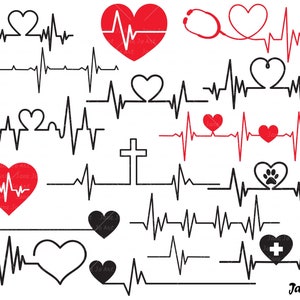 Heartbeat svg bundle,Heart beat svg,Heartbeat Clipart,Healthcare,Nurse SVG cut file cutting file Stethoscope Health Heart Cardiogram ekg svg image 1