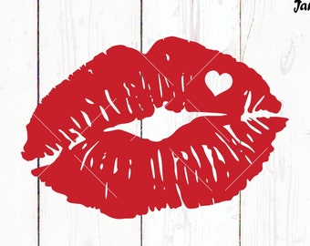 Lips SVG,Lips PNG Clipart Vector DXF circut files Valentines sublimation Valentine Svg Kiss svg kiss me Svg Red Lips with Heart Svg Digital