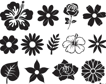 Flowers SVG Bundle, Flowers Clipart, Leaves svg, Rose SVG, Circut Cut Files Silhouette, Flowers Png, DXF Eps Vector Instant Download Shirt