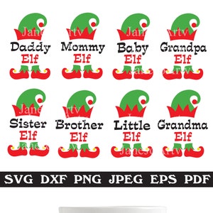 Elf svg, Elf Family SVG, Christmas SVG, Christmas shirt design, Clipart Vector Iron, Cut files Cricut Silhouette, Mommy Daddy Baby Elf svg