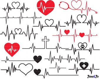 64 Heartbeat SVG Bundle, Ekg Svg, Heart Beat Svg, Heart Beat Svg