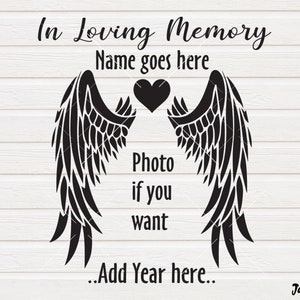 Memorial Day SVG, Memory Angel Wings Heart SVG, Memory svg Shirt Clipart, Iron transfer, In Loving Memory SVG files cut files circuit Silhouette