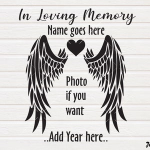 Memorial Day SVG,Memory Angel Wings Heart SVG,Memory svg Shirt Clipart,Iron transfer, In Loving Memory SVG files cut files circut Silhouette