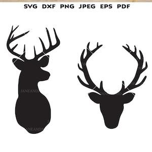 Herten hoofd SVG, herten SVG, herten clipart, herten hoofd clipart, herten SVG, jacht SVG-bestanden, gesneden bestandsbestanden voor Cricut silhouet, T-shirt, afdrukbaar