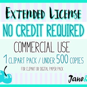 Może przedstawiać: Tło w paski turkusowe i białe z tekstem "EXTENDED LICENSE NO CREDIT REQUIRED COMMERCIAL USE 1 CLIPART PACK / UNDER 500 COPIES FOR CLIPART OR DIGITAL PAPER PACK Jane&Jo" w czarnym kolorze. Dwie niebieskie wiśnie znajdują się w lewym dolnym rogu.