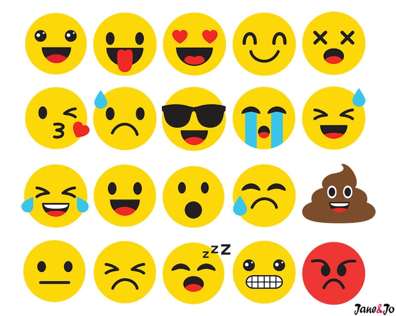 Download 20 Emoji SVGEmoji Silhouette SvgEmoticon SVGEmoji Face | Etsy