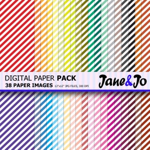 50%OFF VENTE Diagonal Stripes Pattern Digital Paper,Diagonal Stripes Digital Paper Pack,Scrapbook paper,Rainbow Background,Instant Download