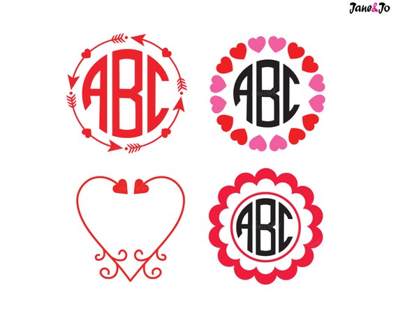Download Valentine Monogram Frame Svg Heart Arrow Monogram Svg Etsy