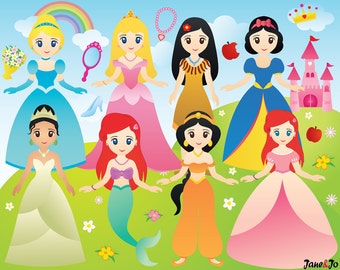 Princess clipart,Princess clip art,Fairytale princess clipart,cute princess clipart,castle,snow white clip art,Princess Elements clipart