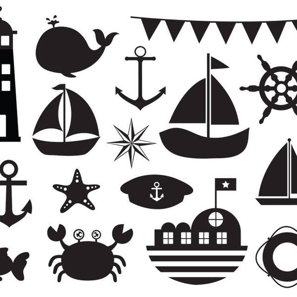 Nautical SVG,Nautical Silhouette svg files,Sailboat SVG,Nautical Sea SVG,nautical vector,Nautical svg cut file,Lighthouse svg,anchor svg