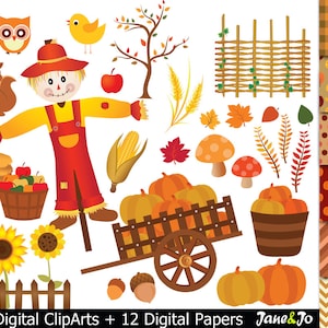 56 Fall Clipart  Harvest Clipart Fall Harvest Digital Clipart fall clip art,pumpkin clipart Autumn clipart scarecrow clipart harvest clipart