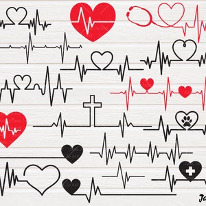 Heartbeat svg bundle,Heart beat svg,Heartbeat Clipart,Healthcare,Nurse SVG cut file cutting file Stethoscope Health Heart Cardiogram ekg svg image 3