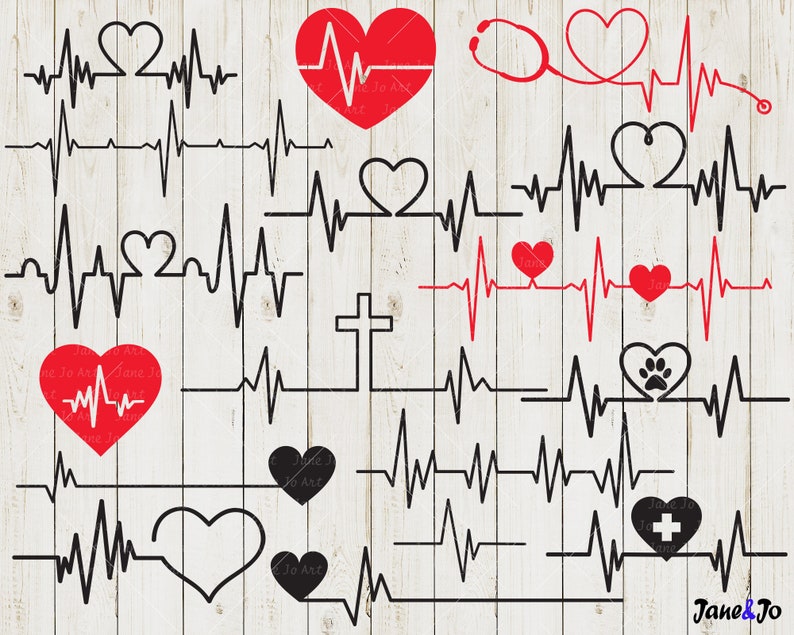 Heartbeat svg bundle,Heart beat svg,Heartbeat Clipart,Healthcare,Nurse SVG cut file cutting file Stethoscope Health Heart Cardiogram ekg svg image 2