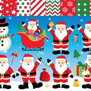 Santa Clipart,Santa claus Clipart,Santa digital paper,xmas clipart, digital clip art,Santa digital images,snowman clipart,Santa digital