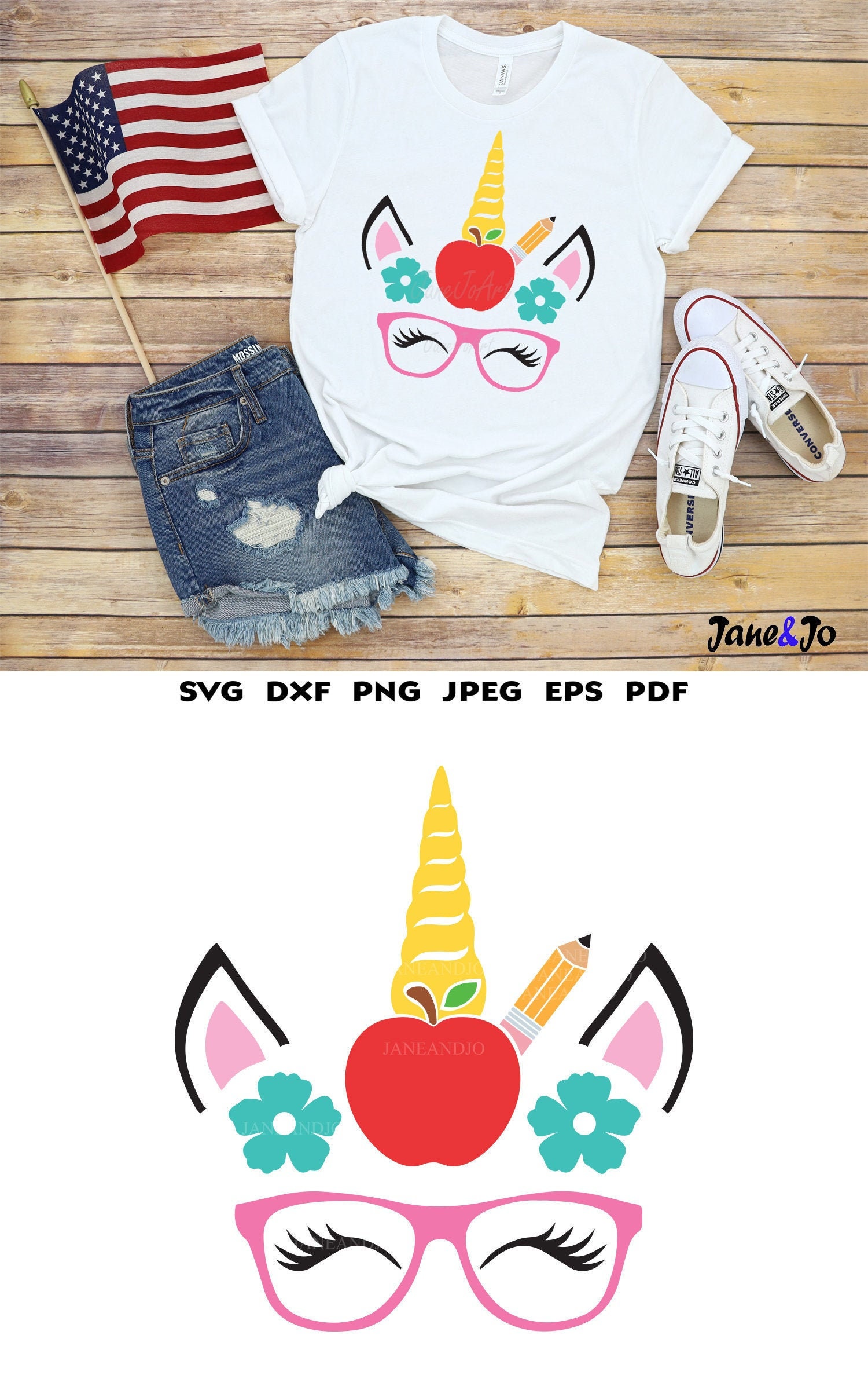 Unicorn School SVG, Back to school unicorn svg ,Unicorn apple svg ,Sc…