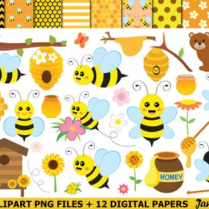 62 Bee Clipart , bees Clipart, Honey bees clip art , Bee cliparts , honeycomb,bee hive clipart,honey clipart,bee digital paper,bee image