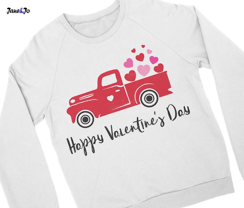 Valentines SVG,Happy Valentines SVG Cutting File Svg,Valentines red Truck Svg,Vector Clipart Dxf Silhouette cameo CriCut Files,Truck SVG pdf