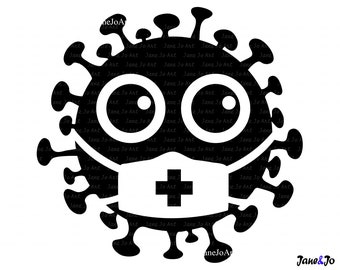 Virus SVG, Social Distancing Svg,Quarantine SVG,Virus with mask svg Clipart Vector Disease,cutting file circut,T-shirt Germs Cute Stay home