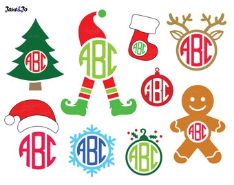 Christmas Monogram SVG,Christmas Elf Monogram Frame svg,Christmas SVG,Silhouette,Die Cut,Cutting,Vinyl,Clipart,Vector,Screen Printing,eps