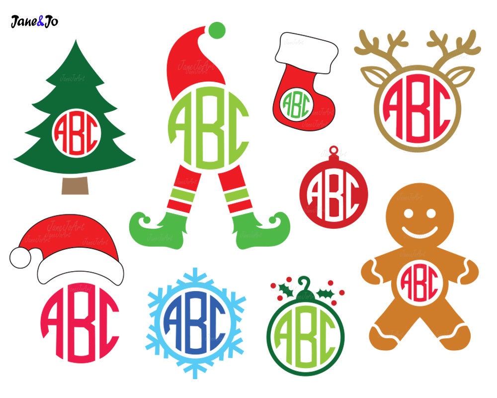 Download Christmas Monogram SVGChristmas Elf Monogram Frame | Etsy