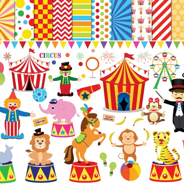 56 Zirkus Clipart , Zirkus Clipart , Zirkus Clipart , Zirkus Bilder , Zirkus Bilder , Löwe Elefanten Affe Tiger Riesenrad Clipart