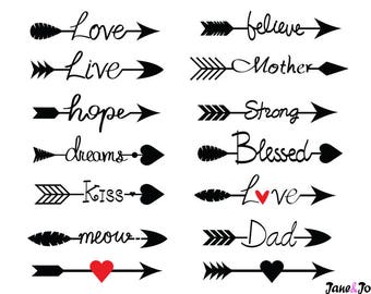 Arrow Words Svg,Arrows word svg,Arrow svg,Love arrow svg,Arrows with Words Svg,Heart arrows SVG,word arrow strength svg,love arrow,Dxf arrow