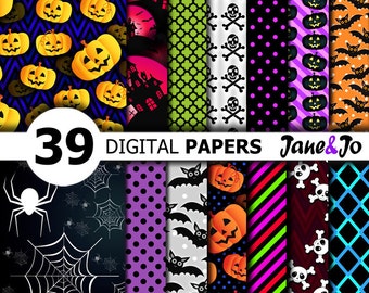 Halloween Digital paper,Colorful Halloween Party Printables Paper,Halloween Digital Paper Pack Purple Orange Digital Paper Spooky Background