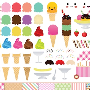 68 Clipart gelato, ClipArt cono gelato, grafica gelato, clipart pallina di gelato Kawaii Ice Cream Clipart clipart dessert kawaii