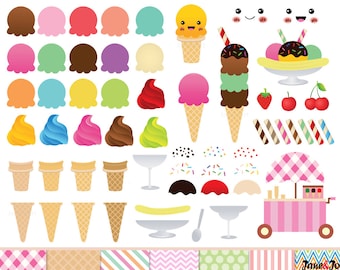 68 Ice Cream Clipart, Ice cream cone Clip art , ice cream graphics ,ice cream scoop clipart Kawaii Ice Cream Clipart kawaii dessert clip art