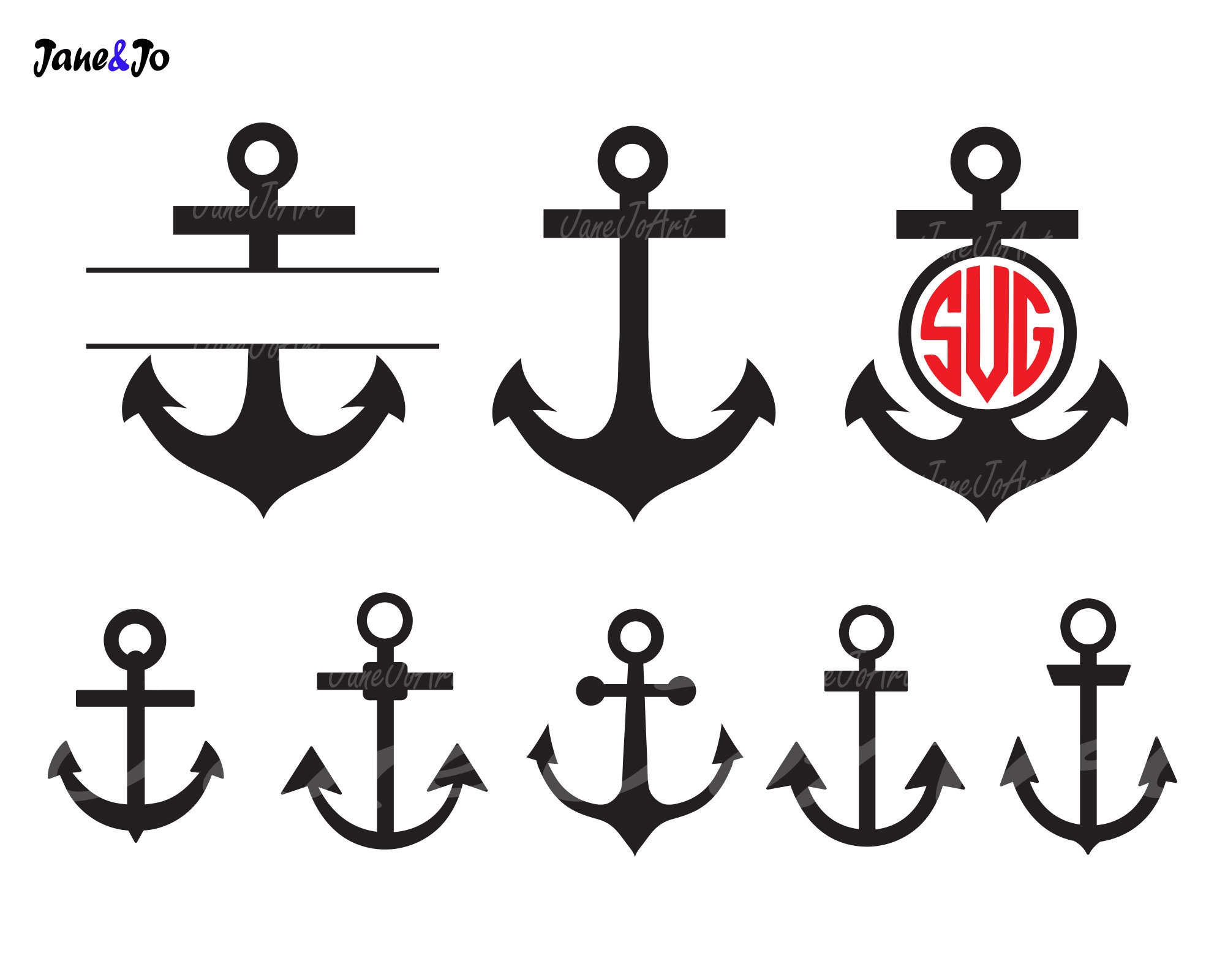 Download Anchor Svg Nautical Svg Anchor Monogram Frames Svg Anchors Etsy